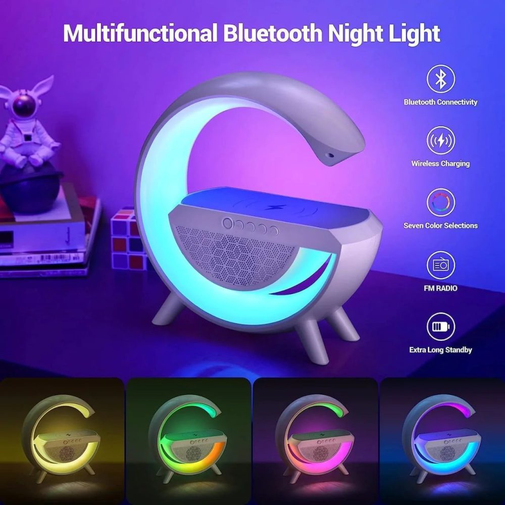 G-Shape LED Wireless Charging - Bluetooth Speaker Lamp - RGB Lamp - Image 3