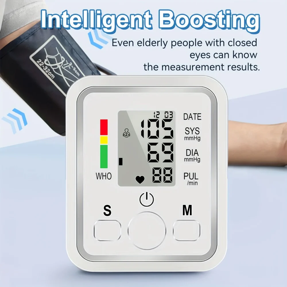 Portable Blood Pressure Monitor Medical Tensiometer Upper Arm Automatic Digital BP Machine Pulse Heart Rate Monitor_PUSHOPPER