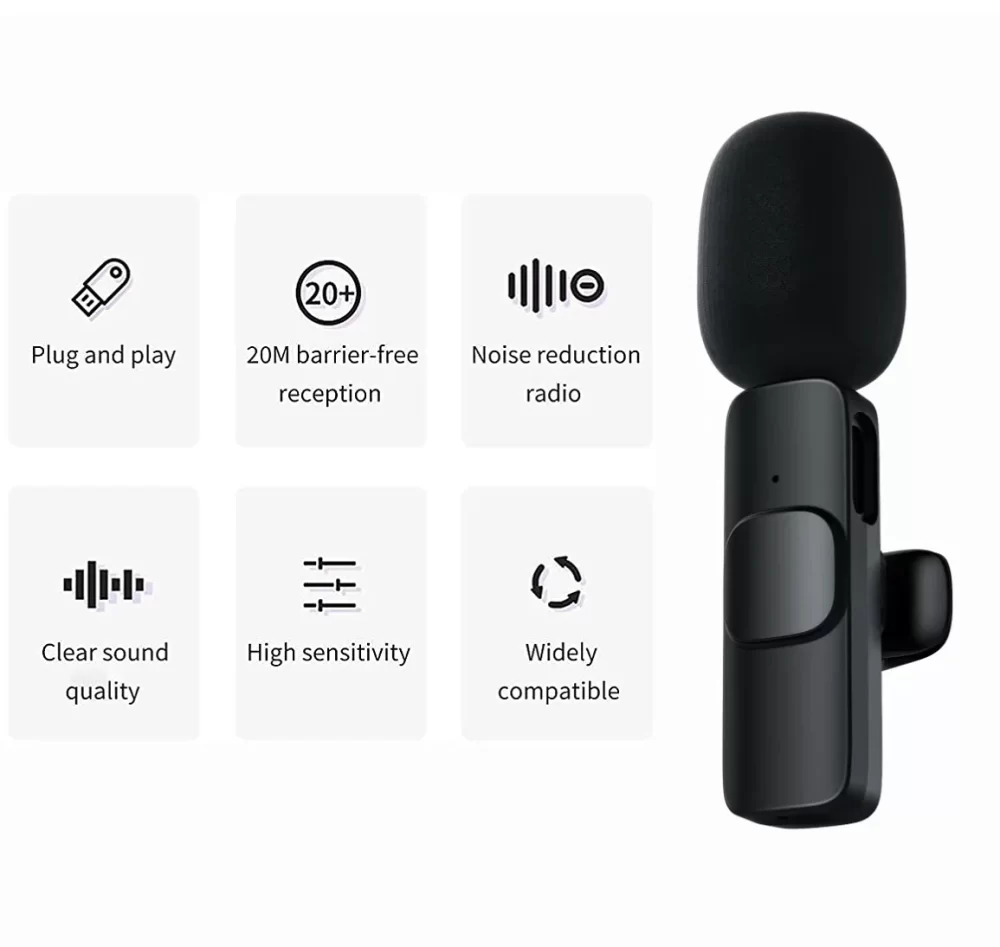 K8 Collar Wireless Microphone For Android - Type C Supported - Rechargeable MIC - Image 2