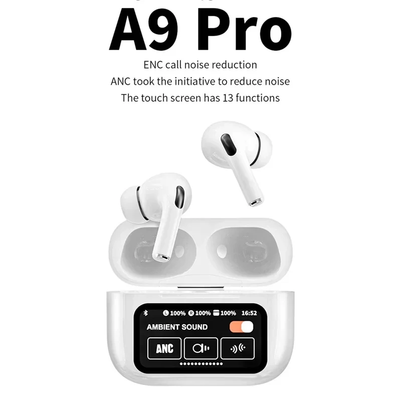 A9 Pro Wireless Earbuds – Bluetooth Air-Pods With Smart Touch Screen ...