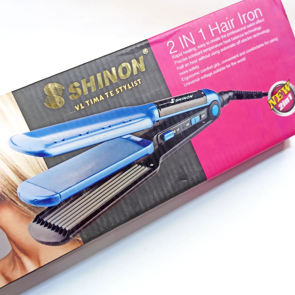 SHINON 8089 Sh-8089 2 in 1 Professional Ceramic Hair Straightener & Curler heavy duty result_PUSHOPPER