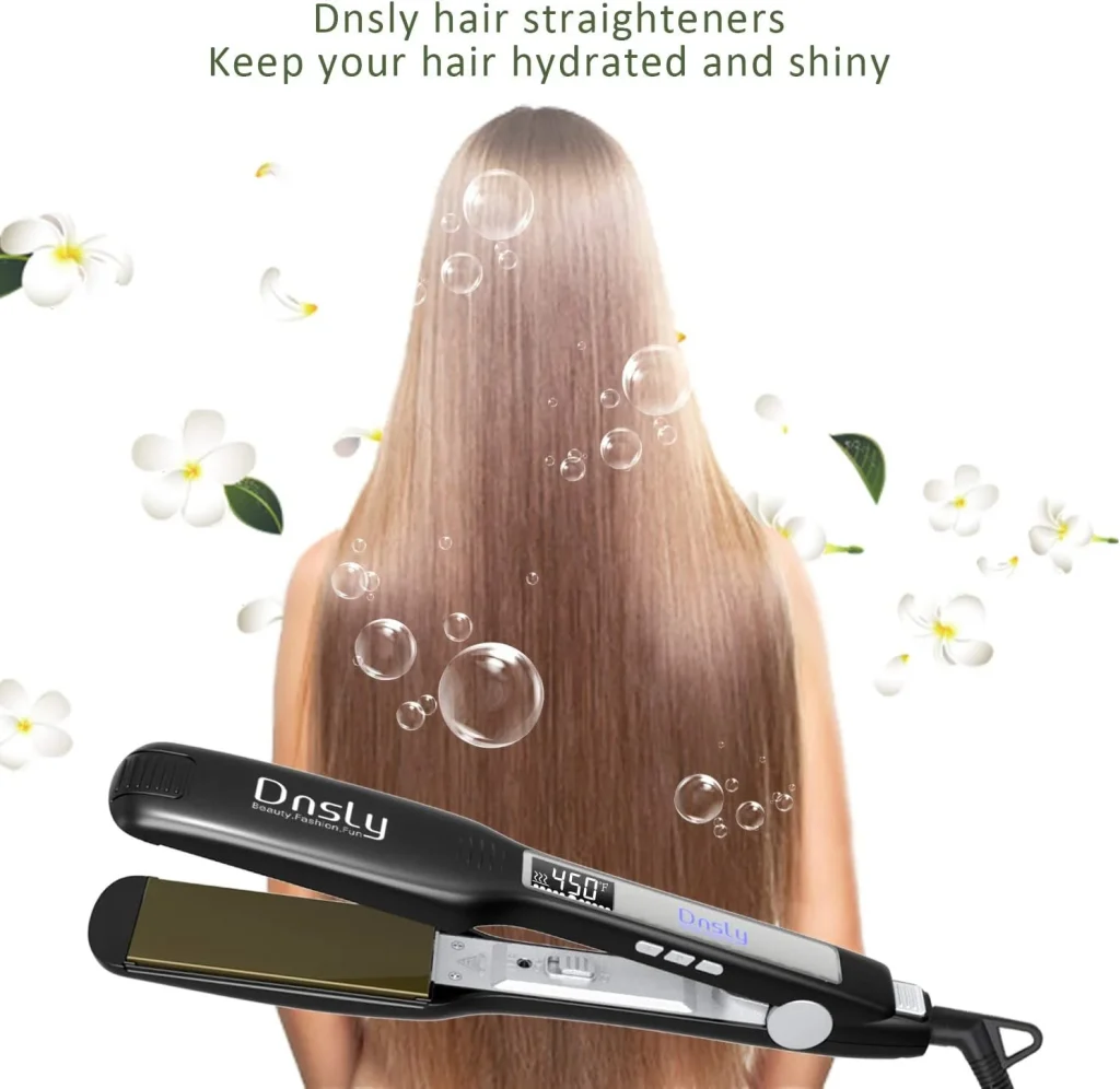 DNSLY Titanium Hair Straightener – Professional Salon-Grade Styling (Black)_PUSHOPPER